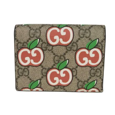 Pre-owned Gucci Beige Gg Supreme Canvas Elastane Wallet (bi-fold) () In Sand