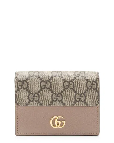 Pre-owned Gucci Beige Gg Supreme Canvas Gg Marmont Card Case (authentic Pre-loved)