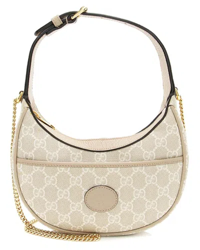 Gucci Beige Gg Supreme Canvas Half Moon Mini Bag (authentic Pre-loved) In Neutral