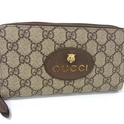 Pre-owned Gucci Beige Gg Supreme Canvas Leather Coin Purse/coin Case () In Sand