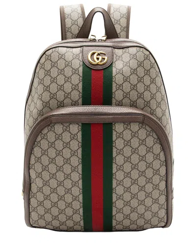 Pre-owned Gucci Beige Gg Supreme Canvas Ophidia Medium Backpack (authentic Pre-loved) In Multi