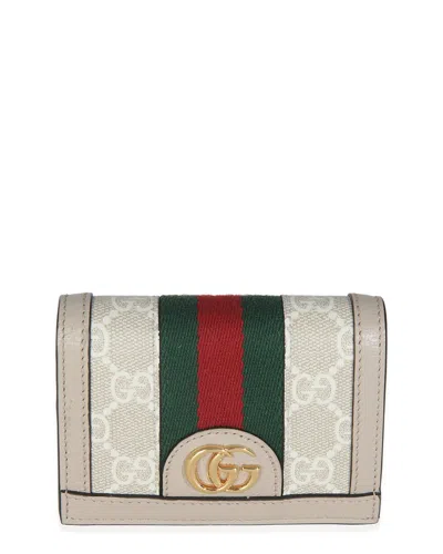 Gucci Beige Gg Supreme Canvas Ophidia Wallet (authentic Pre-loved) In Gray
