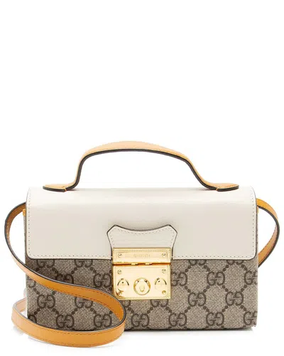 GUCCI GUCCI BEIGE GG SUPREME CANVAS PADLOCK MINI TOP HANDLE (AUTHENTIC PRE-LOVED)