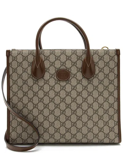 Gucci Beige Gg Supreme Canvas Retro Small Tote (authentic Pre-loved) In Brown