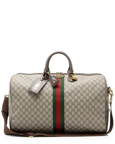 Pre-owned Gucci Beige Gg Supreme Canvas Savoy Large Duffle (authentic Pre-loved)