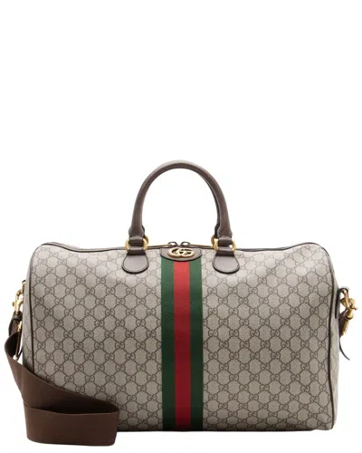 Pre-owned Gucci Beige Gg Supreme Canvas Savoy Medium Duffle (authentic Pre-loved)