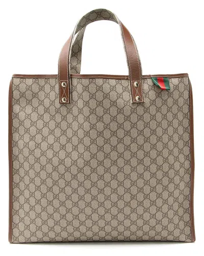 Gucci Beige Gg Supreme Canvas Signature Web Loop Large Tote (authentic Pre-  Loved) In Brown