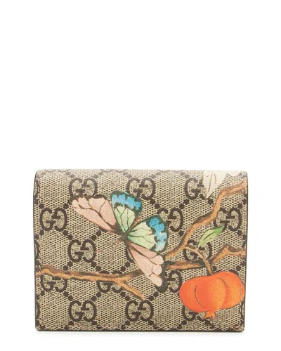 GUCCI GUCCI BEIGE GG SUPREME CANVAS TIAN CARD CASE (AUTHENTIC PRE-LOVED)