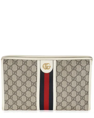 Gucci Beige Gg Supreme Canvas Web Ophidia Gg Toiletry Case (authentic Pre-  Loved) In Brown