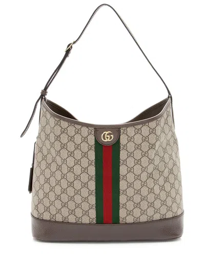 Gucci Beige Gg Supreme Coated Canvas & Leather Ophidia Lage Open Shoulder Bag (authentic Pre-loved) In Multi
