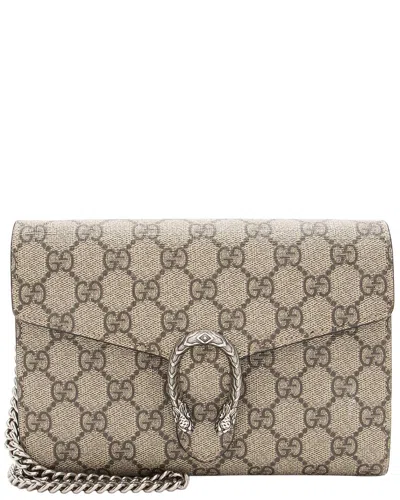 Pre-owned Gucci Beige Gg Supreme Dionysus Chain Wallet (authentic Pre-loved)