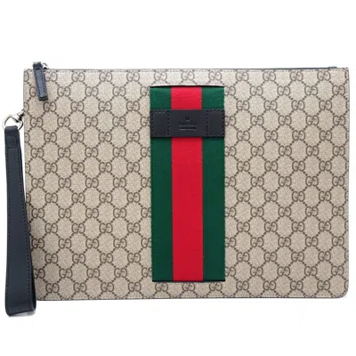 Pre-owned Gucci Beige Gg Supreme Leather Clutch Bag ()