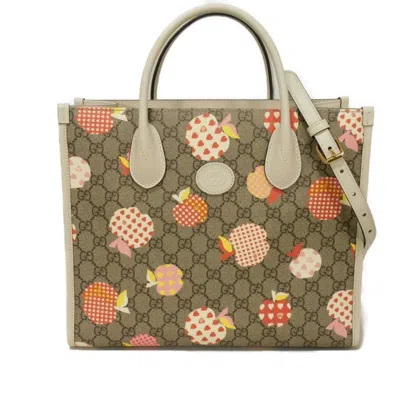 Pre-owned Gucci Beige Gg Supreme Leather Shoulder Bag Tote Bag () In Sand