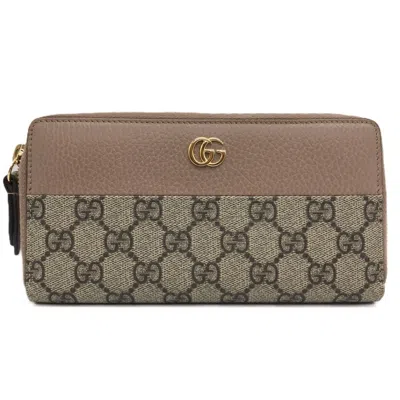 Pre-owned Gucci Beige Gg Supreme Long Wallet (bi-fold) () In Sand