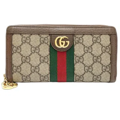 Pre-owned Gucci Beige Gg Supreme Long Wallet (bi-fold) () In Sand