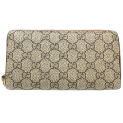 Pre-owned Gucci Beige Gg Supreme Long Wallet (bi-fold) () In Sand