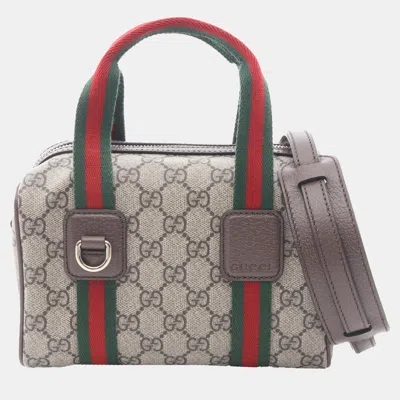 Pre-owned Gucci Beige Gg Supreme Mini Ophidia Handbag In Sand