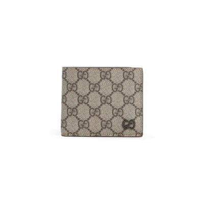 Gucci Beige Gg Supreme Textile Wallet With Signature Logo In Neutral