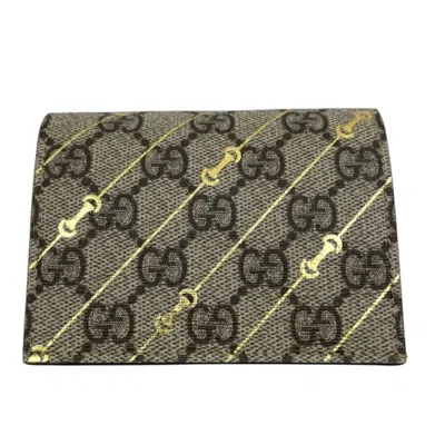 Pre-owned Gucci Beige Gg Supreme Wallet (bi-fold) () In Sand