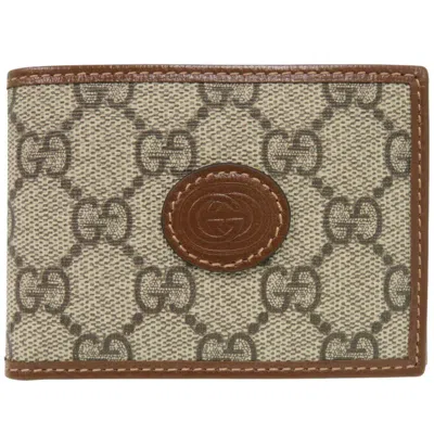 Pre-owned Gucci Beige Gg Supreme Wallet (bi-fold) () In Sand