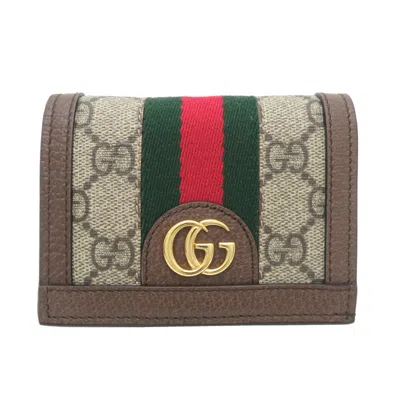 Pre-owned Gucci Beige Gg Supreme Wallet (bi-fold) () In Sand
