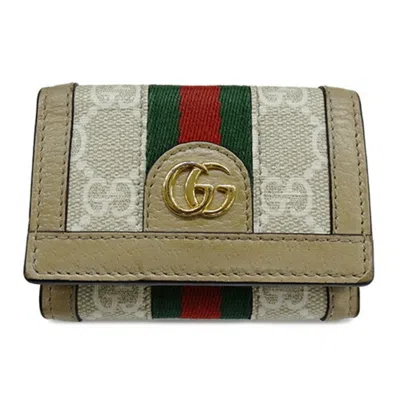 Pre-owned Gucci Beige Gg Supreme Wallet (tri-fold) ()