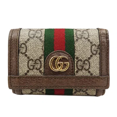 Pre-owned Gucci Beige Gg Supreme Wallet (tri-fold) () In Sand