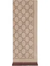 Gucci Gg Wool Scarf In Beige