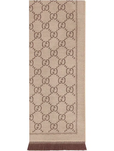 GUCCI BEIGE GG WOOL SCARF