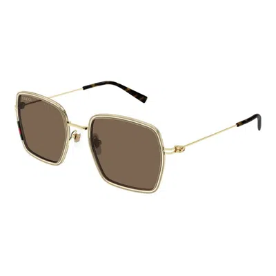 Gucci Beige-gold-brown Acetate Sunglasses