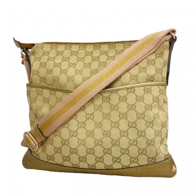 Pre-owned Gucci Beige Gold Canvas Shoulder Bag () In Multi