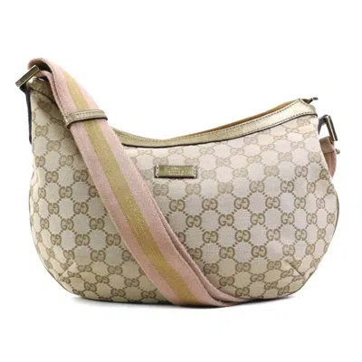 Pre-owned Gucci Beige Gold Gg Canvas Shoulder Bag ()