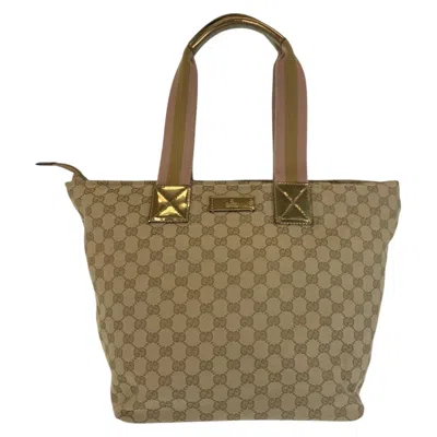 Pre-owned Gucci Beige Gold Gg Canvas Shoulder Bag Tote Bag ()