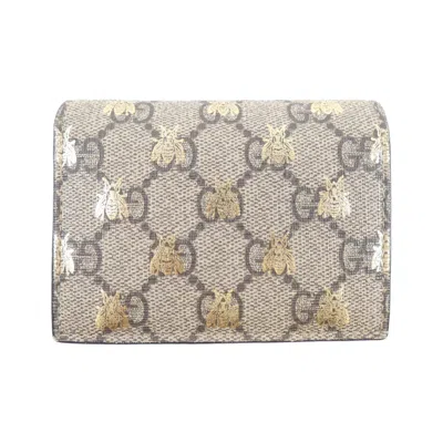 Pre-owned Gucci Beige Gold Gg Supreme Wallet (bi-fold) ()