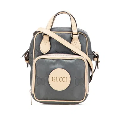 Pre-owned Gucci Beige Gray Nylon Leather Handbag Shoulder Bag ()