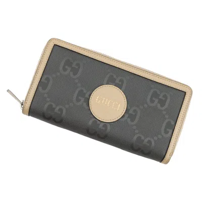 Pre-owned Gucci Beige Gray Nylon Leather Long Wallet (bi-fold) ()