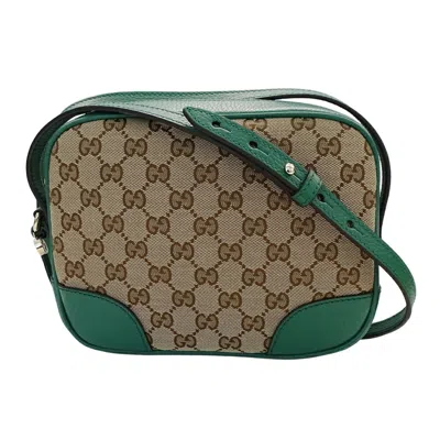 Pre-owned Gucci Beige Green Gg Canvas Shoulder Bag () In Multi