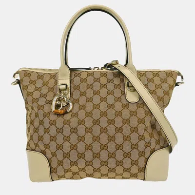 Pre-owned Gucci Beige Heart Bit Gg 2way Tote Bag In Sand