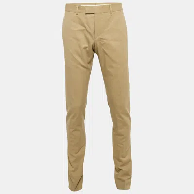Pre-owned Gucci Beige Herringbone Cotton Regular Fit Trousers M In Sand