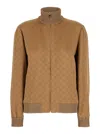 Gucci Beige High Neck Sweatshirt With Gg Motif In Viscose Woman In Brown