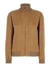 Gucci Beige High Neck Sweatshirt With Gg Motif In Viscose Woman In Multicolor