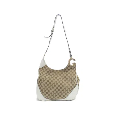 Pre-owned Gucci Beige Ivory Gg Canvas Leather Shoulder Bag ()