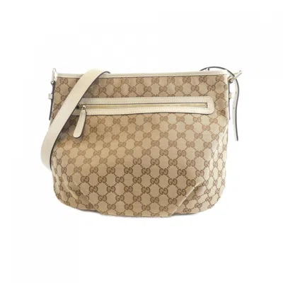 Pre-owned Gucci Beige Ivory Gg Canvas Shoulder Bag () In Multi