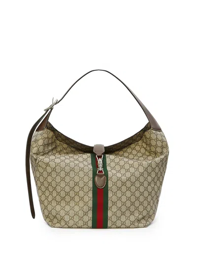 Gucci Messenger Bag With Logo In Beige