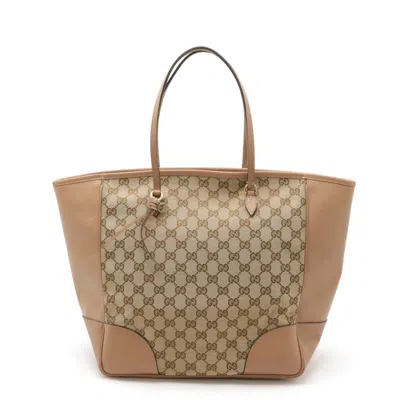 Pre-owned Gucci Beige Khaki Canvas Leather Shoulder Bag Tote Bag ()