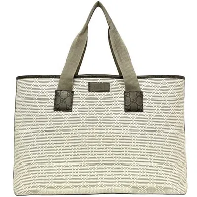 Pre-owned Gucci Beige Khaki White Pvc Leather Tote Bag ()