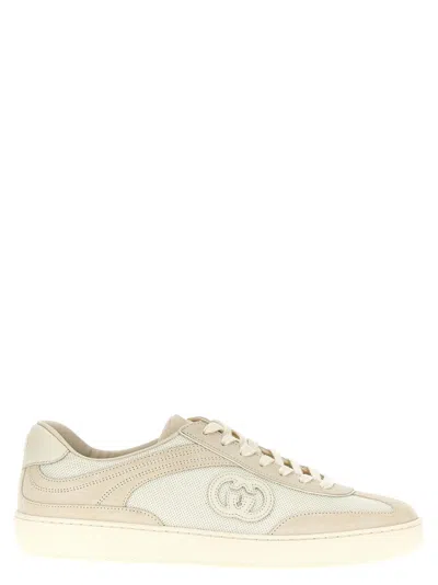 Gucci White Low Top Sneakers In Beige