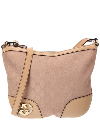 Pre-owned Gucci Beige Lambskin Leather Gg Tote (authentic Pre-loved)