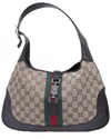 Gucci Beige Leather And Canvas Large Jackie 1961 Monogram Shoulder Bag (authentic Pre-loved)