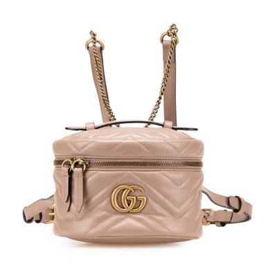 Pre-owned Gucci Beige Leather Backpack () In Sand